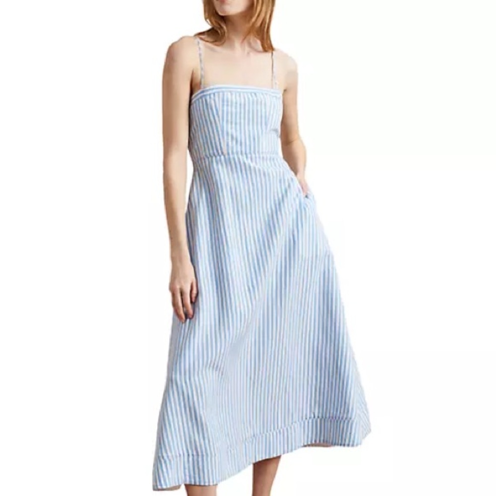 NWT LA LIGNE Franny Tie Back Striped Voile Maxi Dress (Size S)